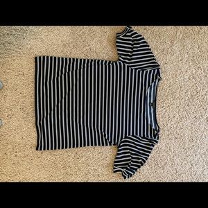 Ann Taylor blue and white striped shirt sleeve